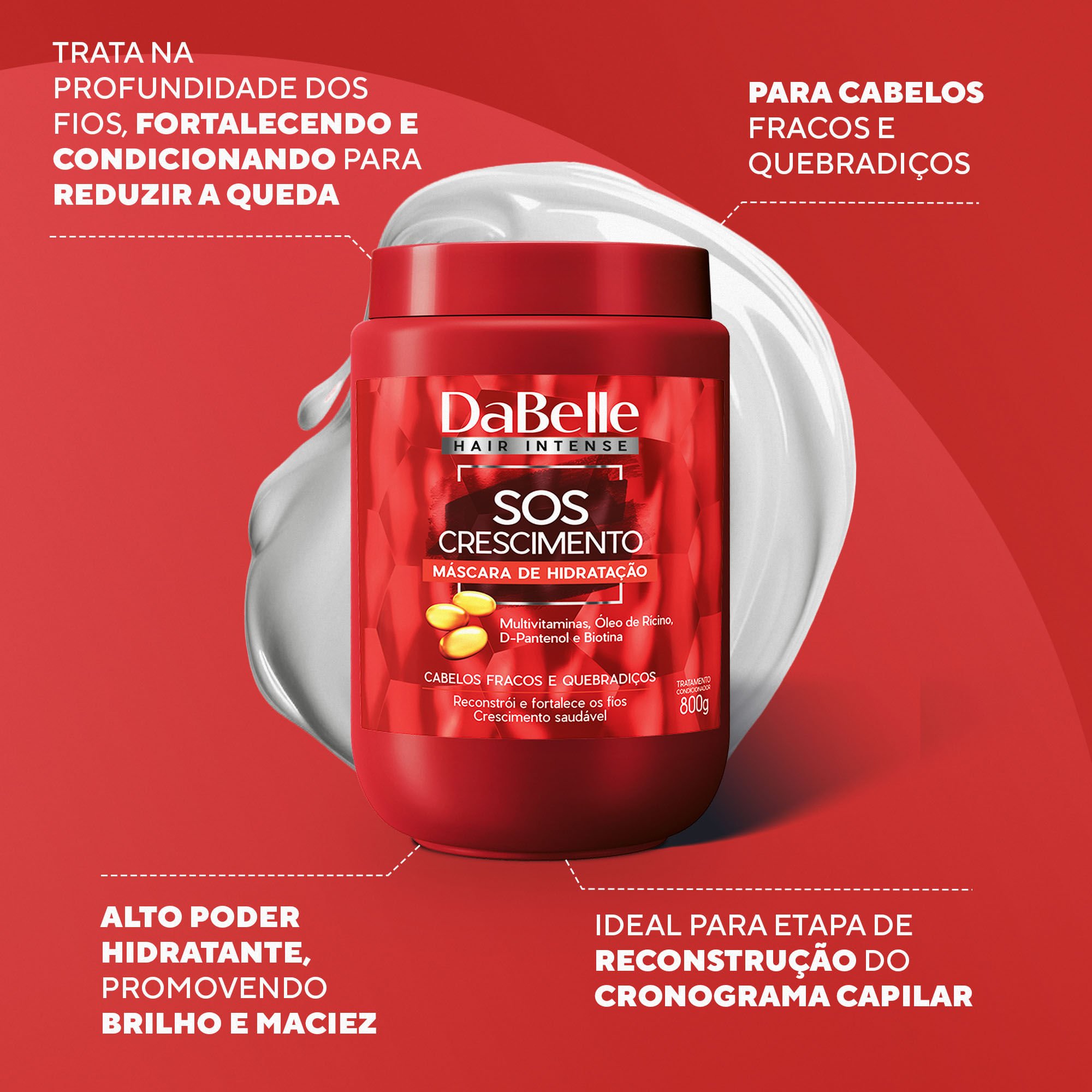 Máscara Hidratação SOS Crescimento - Dabelle Hair 800g 800g 2