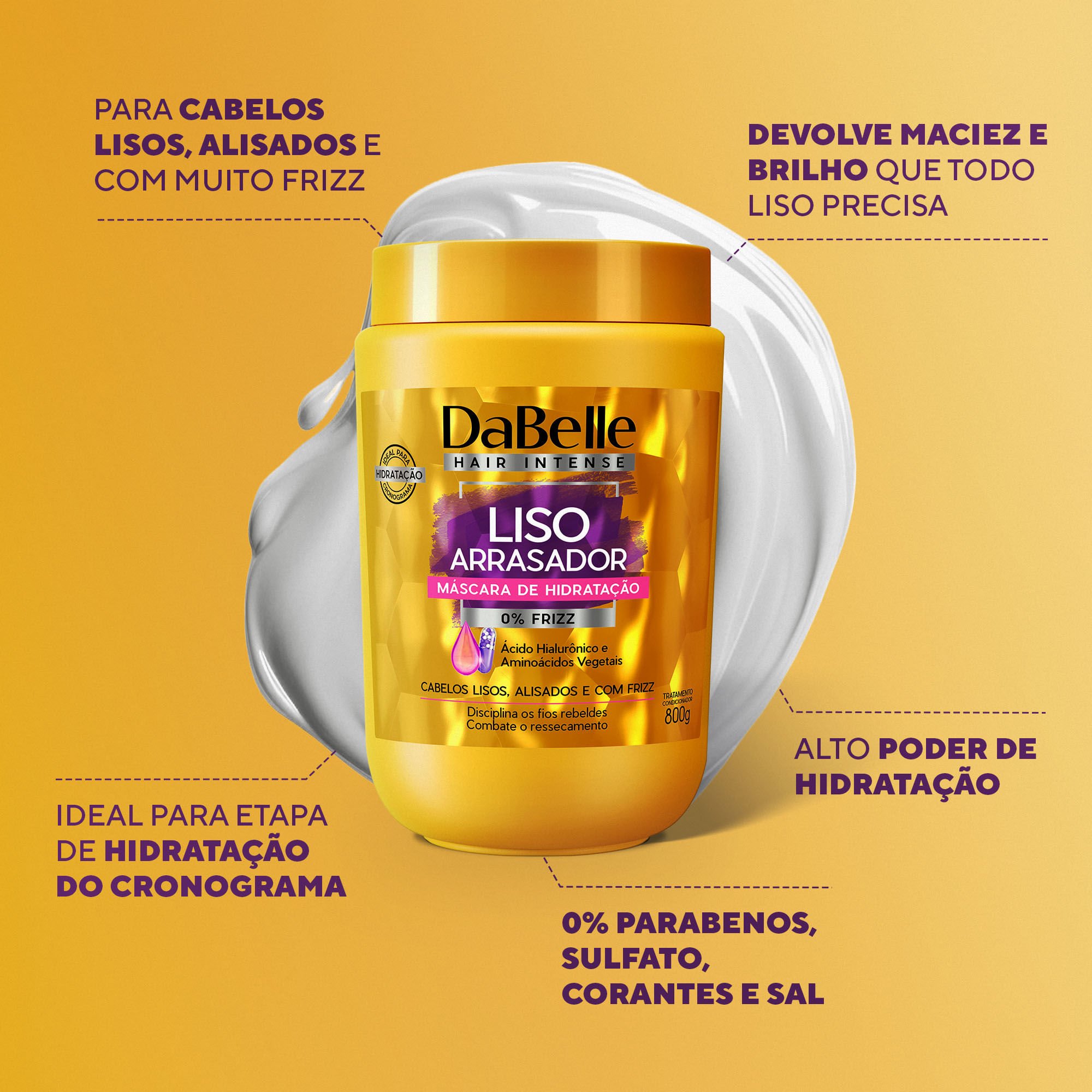 Máscara Hidratação Liso Arrasador - Dabelle Hair 800g 800g 2