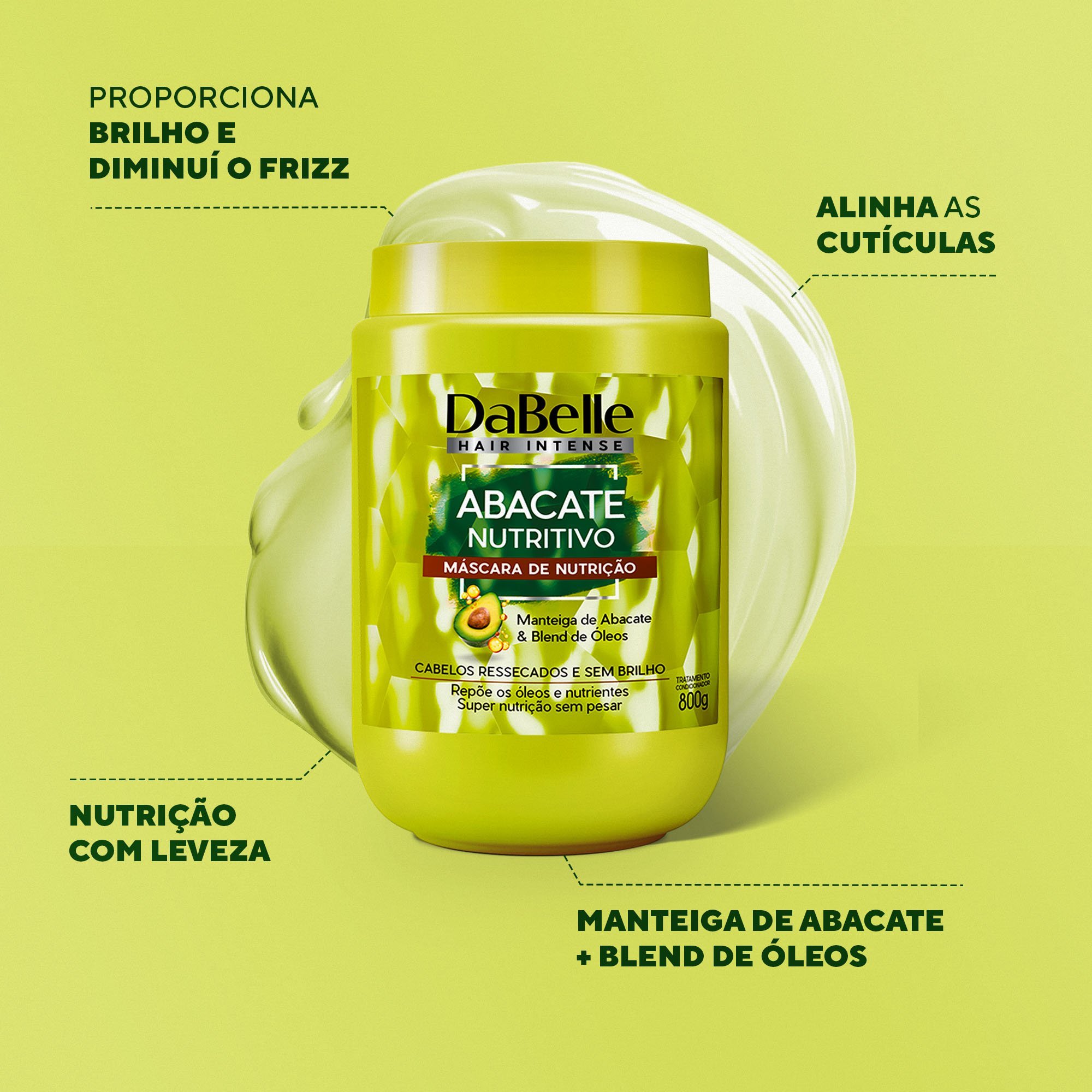 Máscara Hidratação Abacate Nutritivo - Dabelle Hair 800g ÚNICO 2