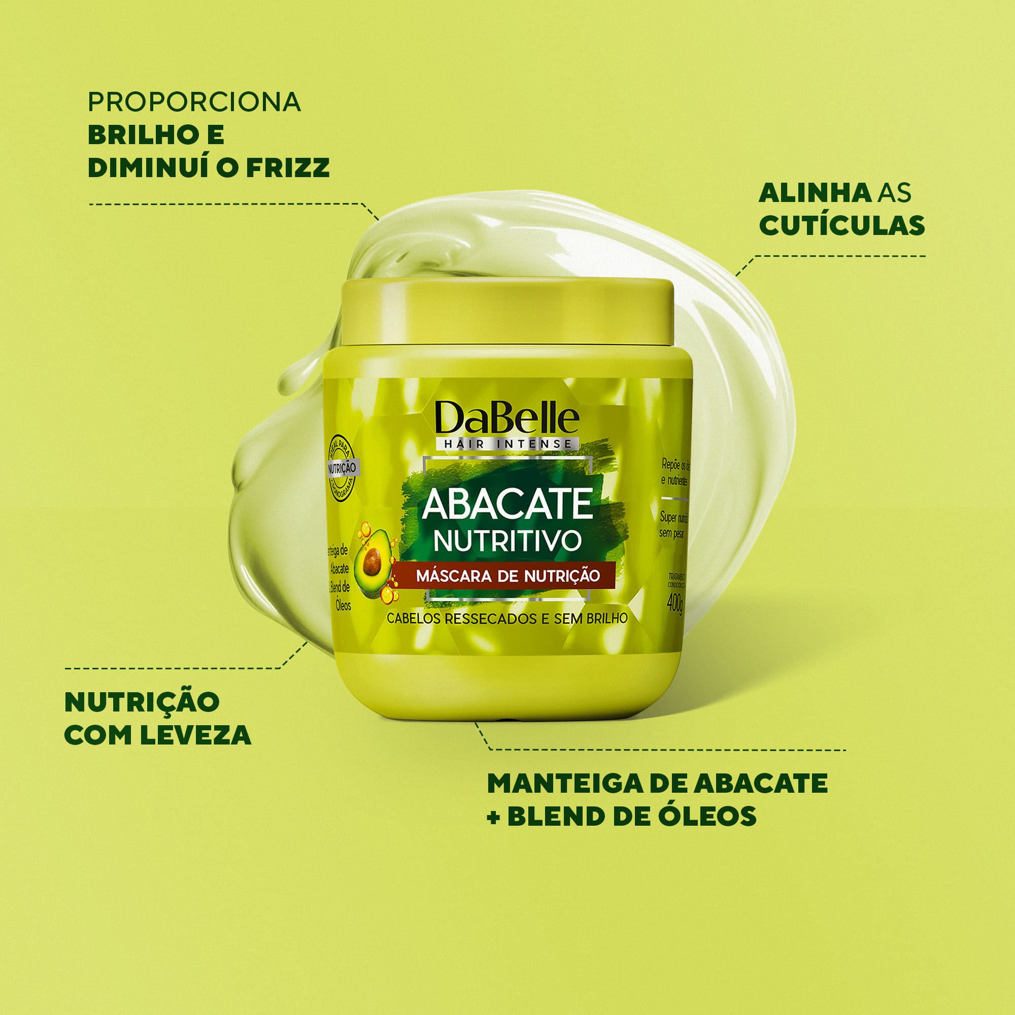 Máscara Hidratação Abacate Nutritivo - Dabelle Hair 400g 400g 2