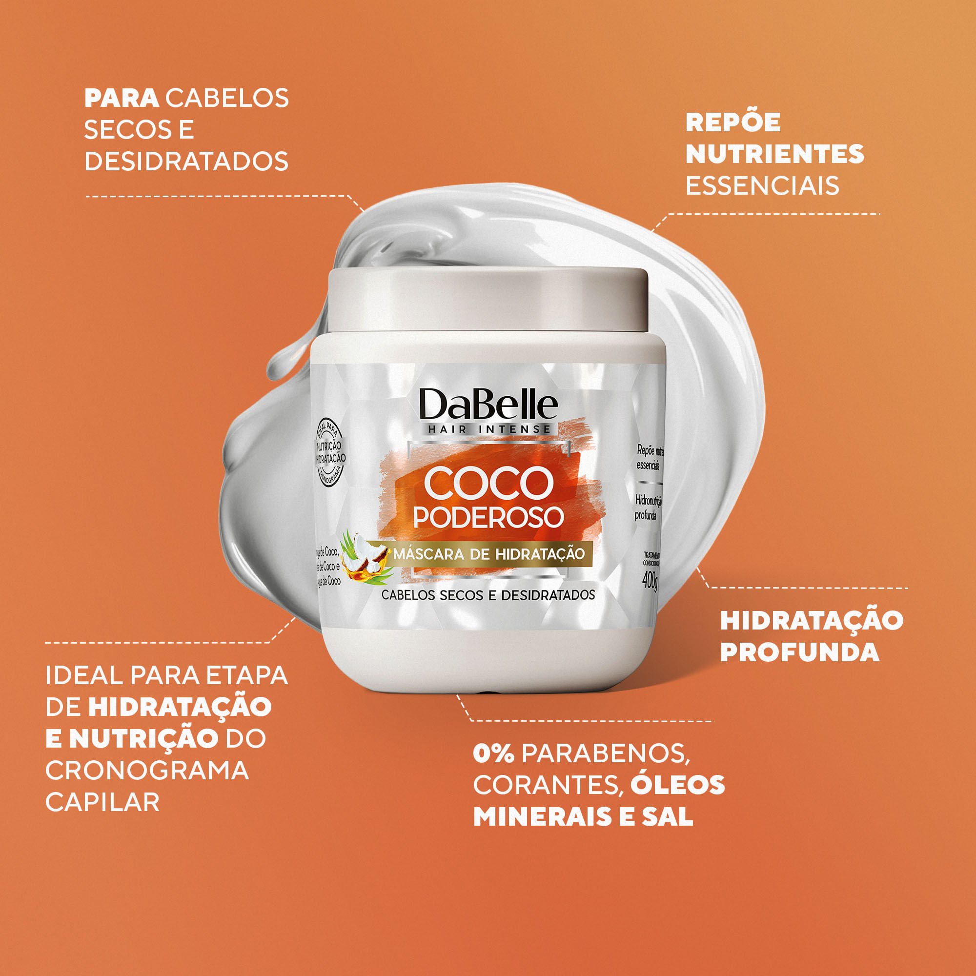 Máscara Hidratação Coco Poderoso - Dabelle Hair 400g 400g 2
