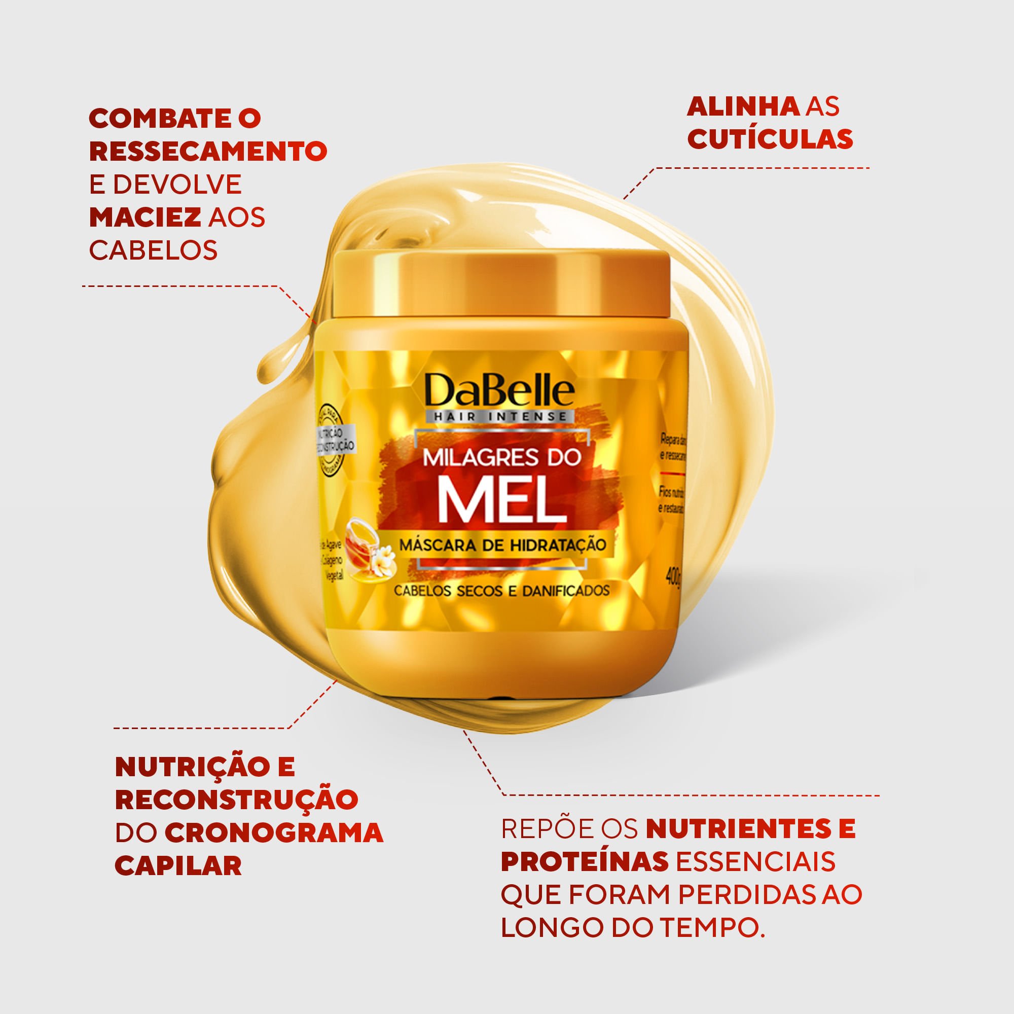 Máscara Hidratação Milagres do Mel - Dabelle Hair 400g 400g 2