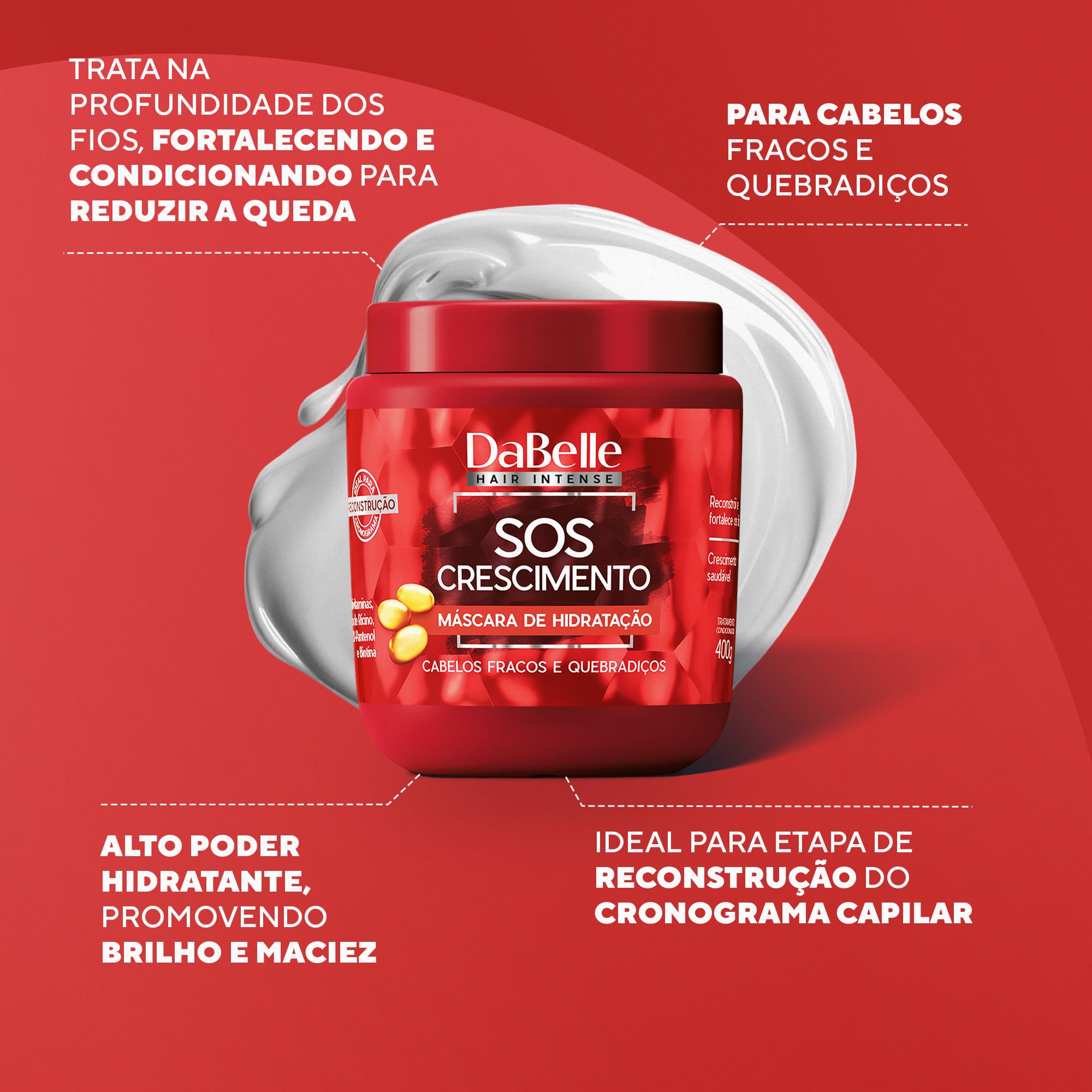 Máscara Hidratação SOS Crescimento - Dabelle Hair 400g 400g 2