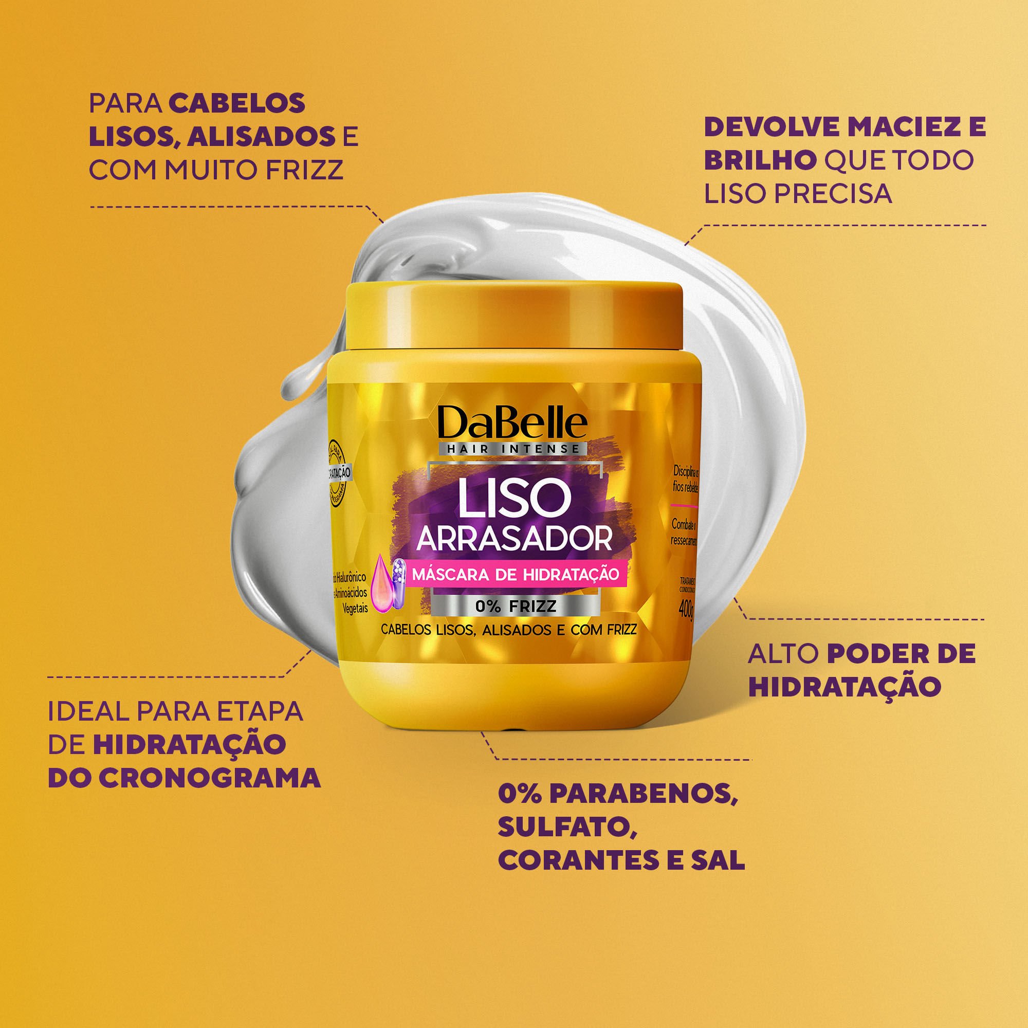 Máscara Hidratação Liso Arrasador - Dabelle Hair 400g 400g 2