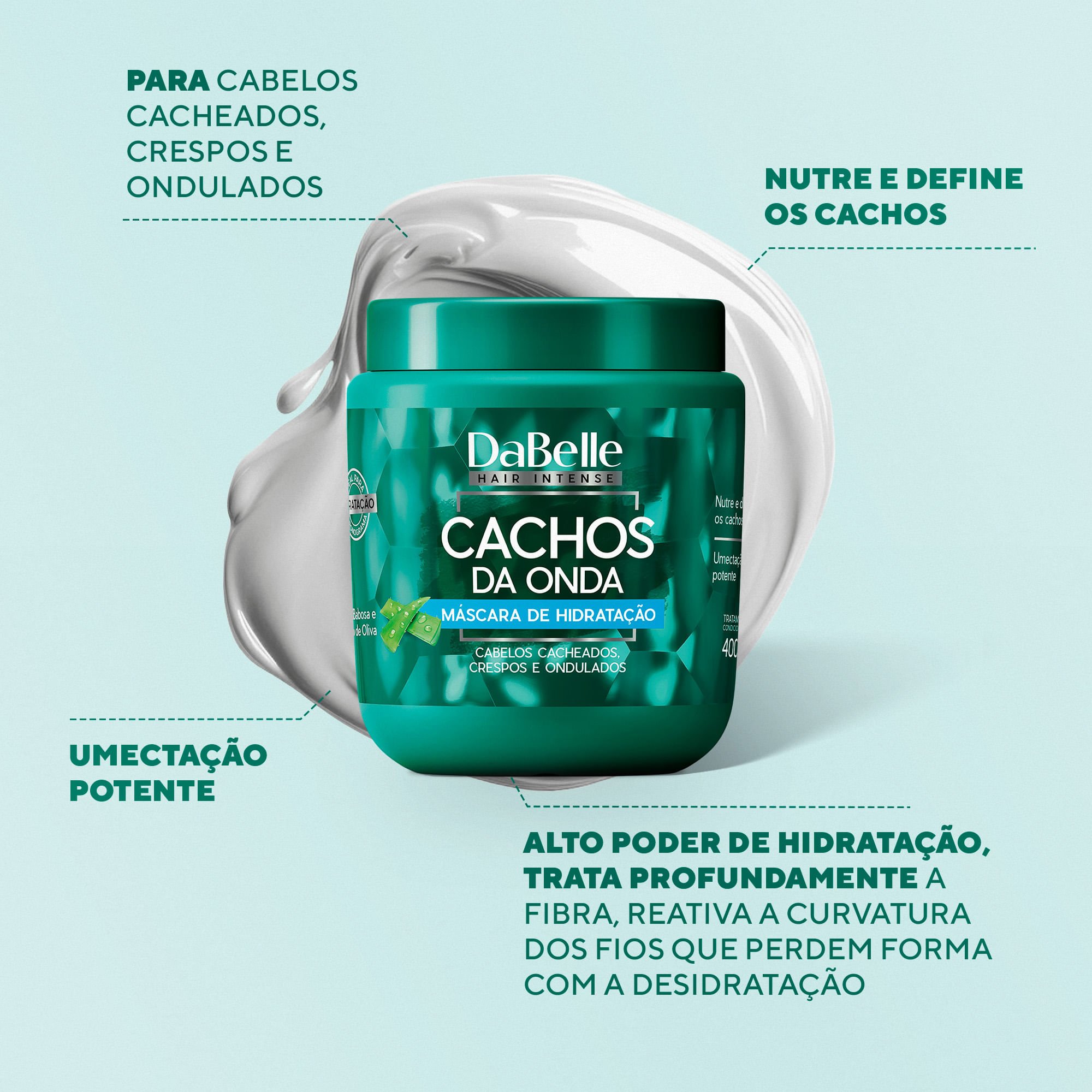 Máscara Hidratação Cachos da Onda - Dabelle Hair 400g 400g 2