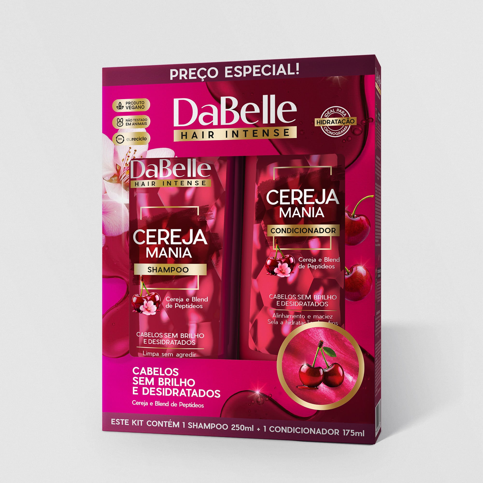 Kit Shampoo e Condicionador Hidratação e Brilho Cereja Mania - DaBelle Hair