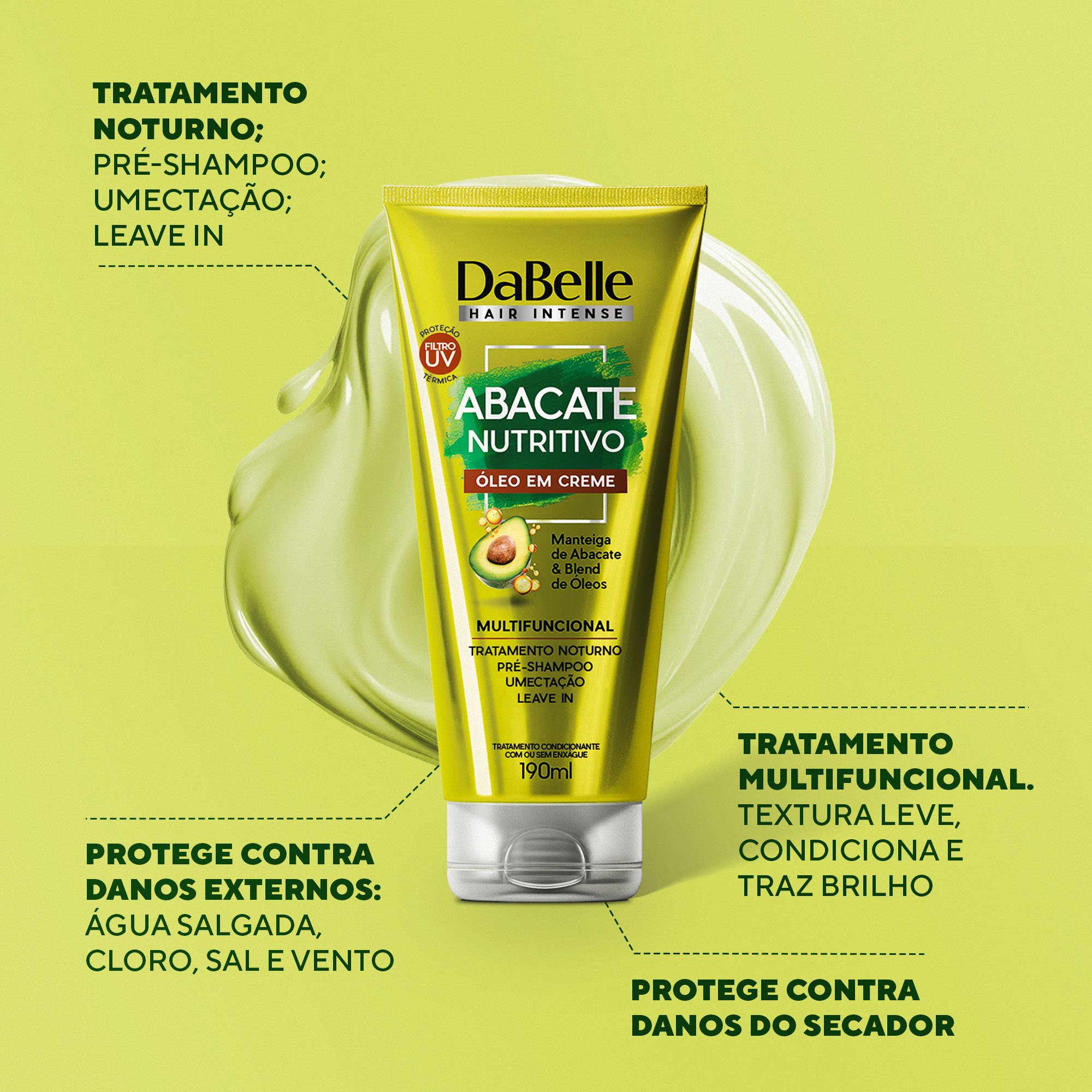 Kit Reparação e Nutrição Abacate Nutritivo Dabelle Hair ÚNICO 3