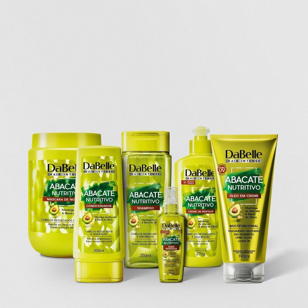 Kit Abacate Nutritivo Máscara 800g Dabelle Hair - 6 Produtos