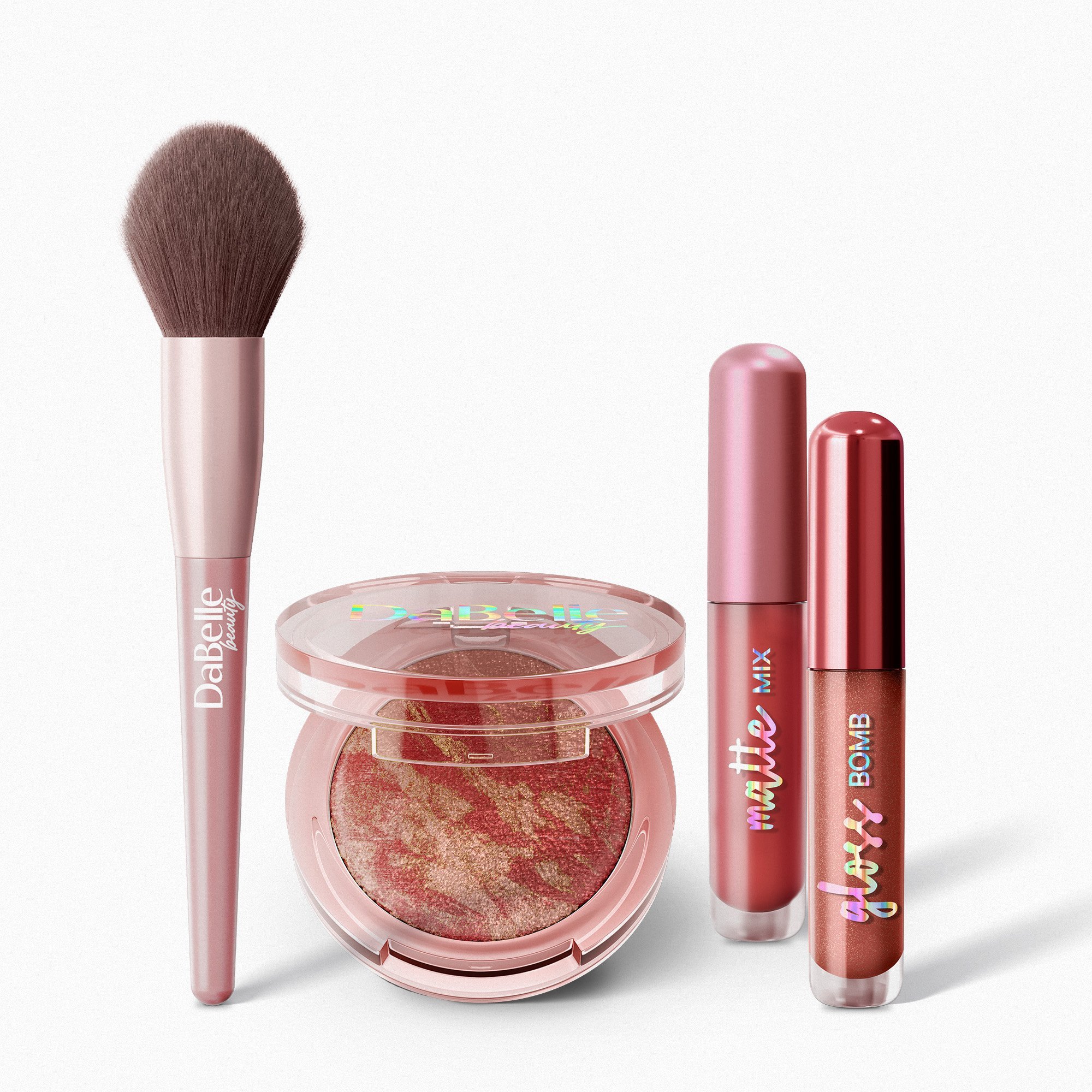 Kit Batom + Gloss + Blush + Pincel - Dabelle Beauty