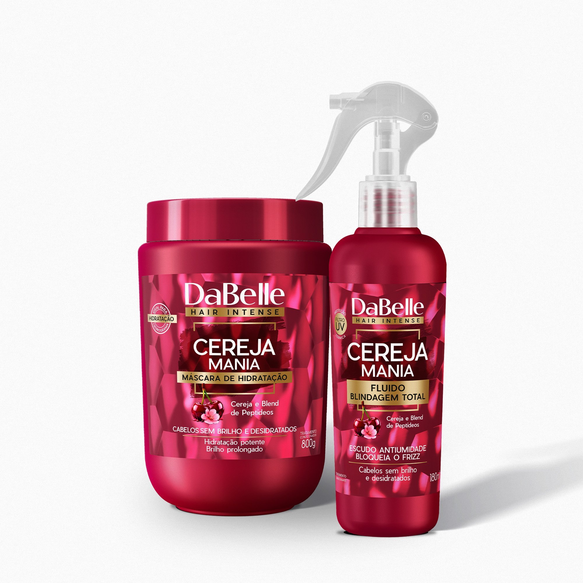 Kit Máscara 800g + Fluido Blindagem Total Cereja Mania - Dabelle Hair