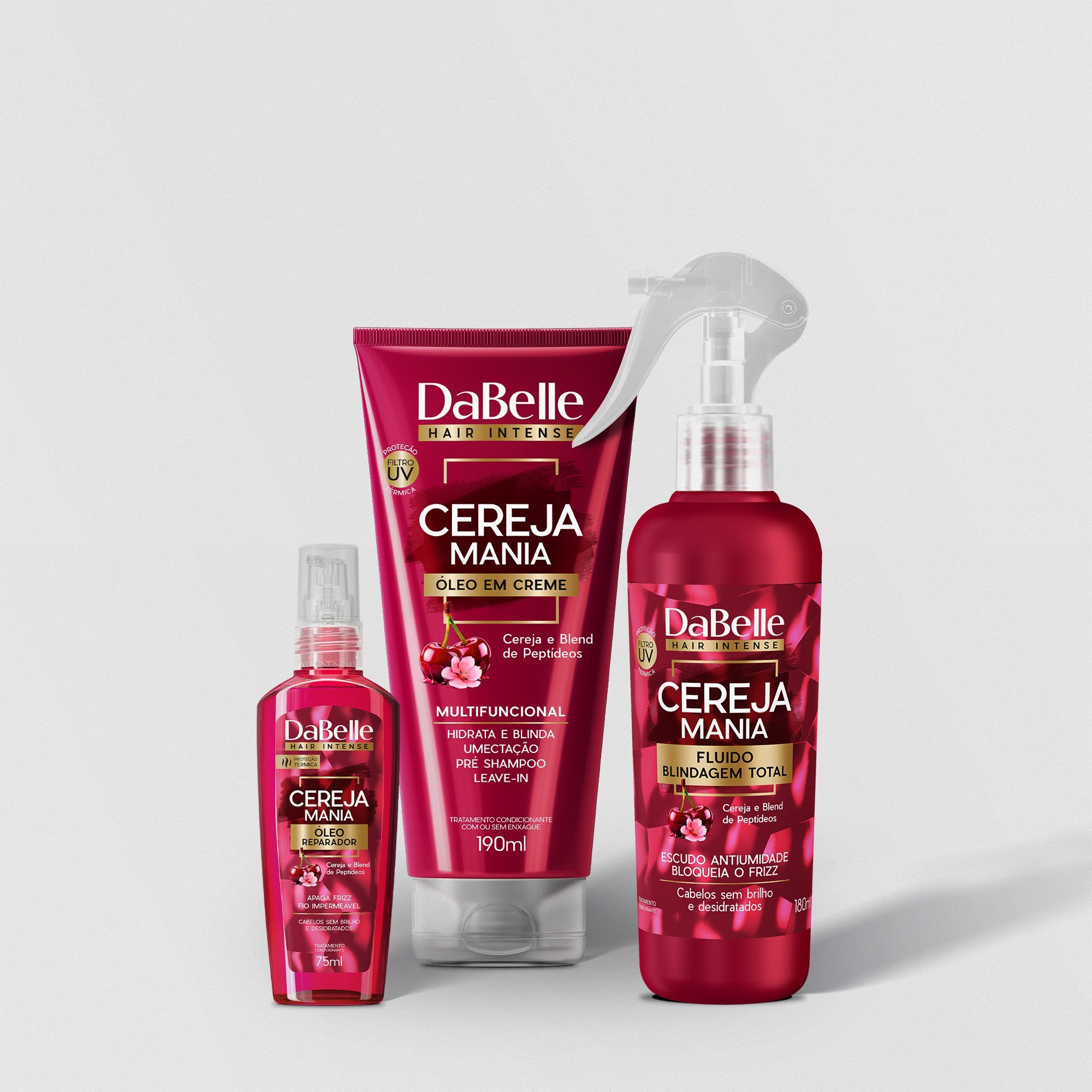Kit Proteção e Finalização Cereja Mania - DaBelle Hair 3 Produtos