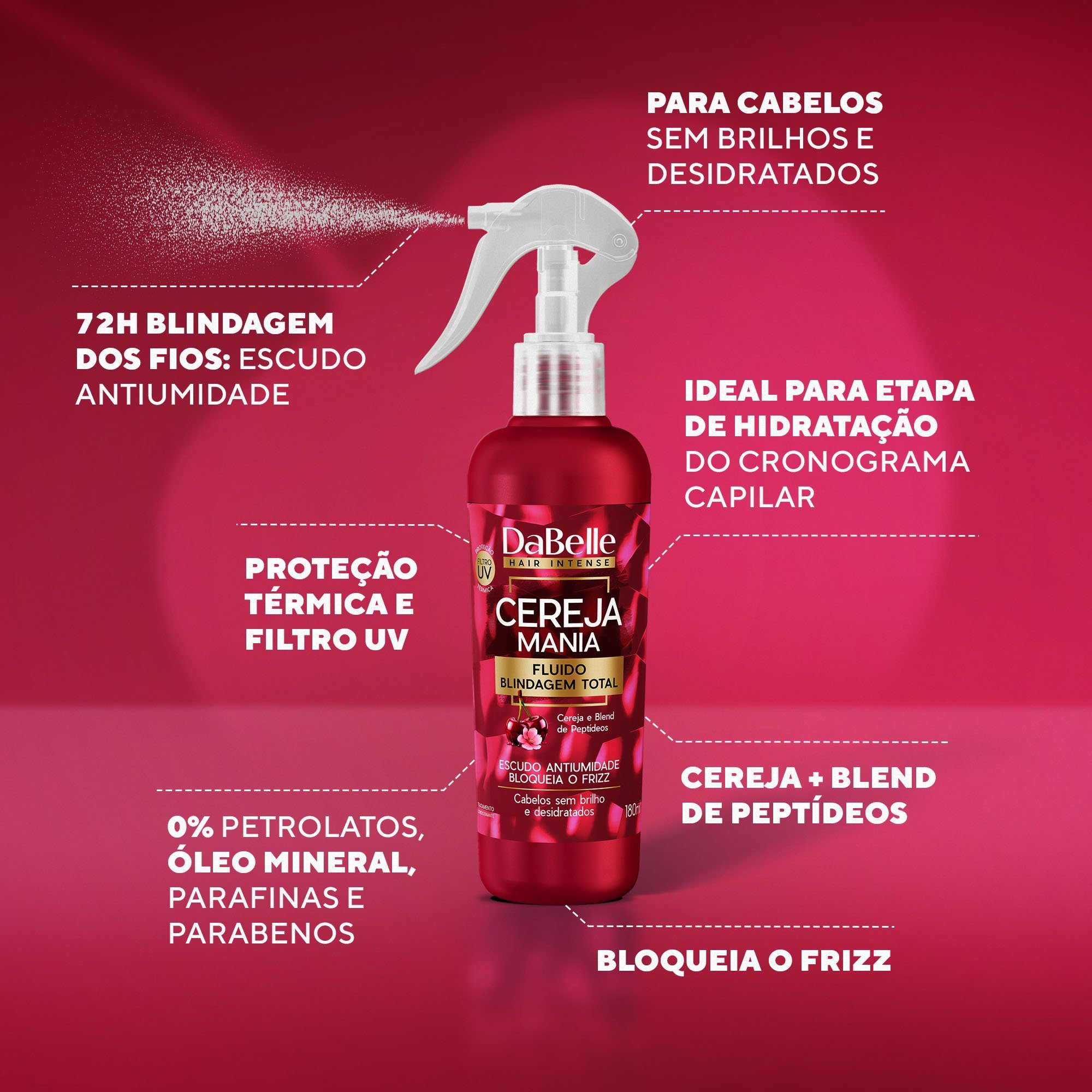 Kit Proteção e Finalização Cereja Mania - DaBelle Hair 3 Produtos ÚNICO 3