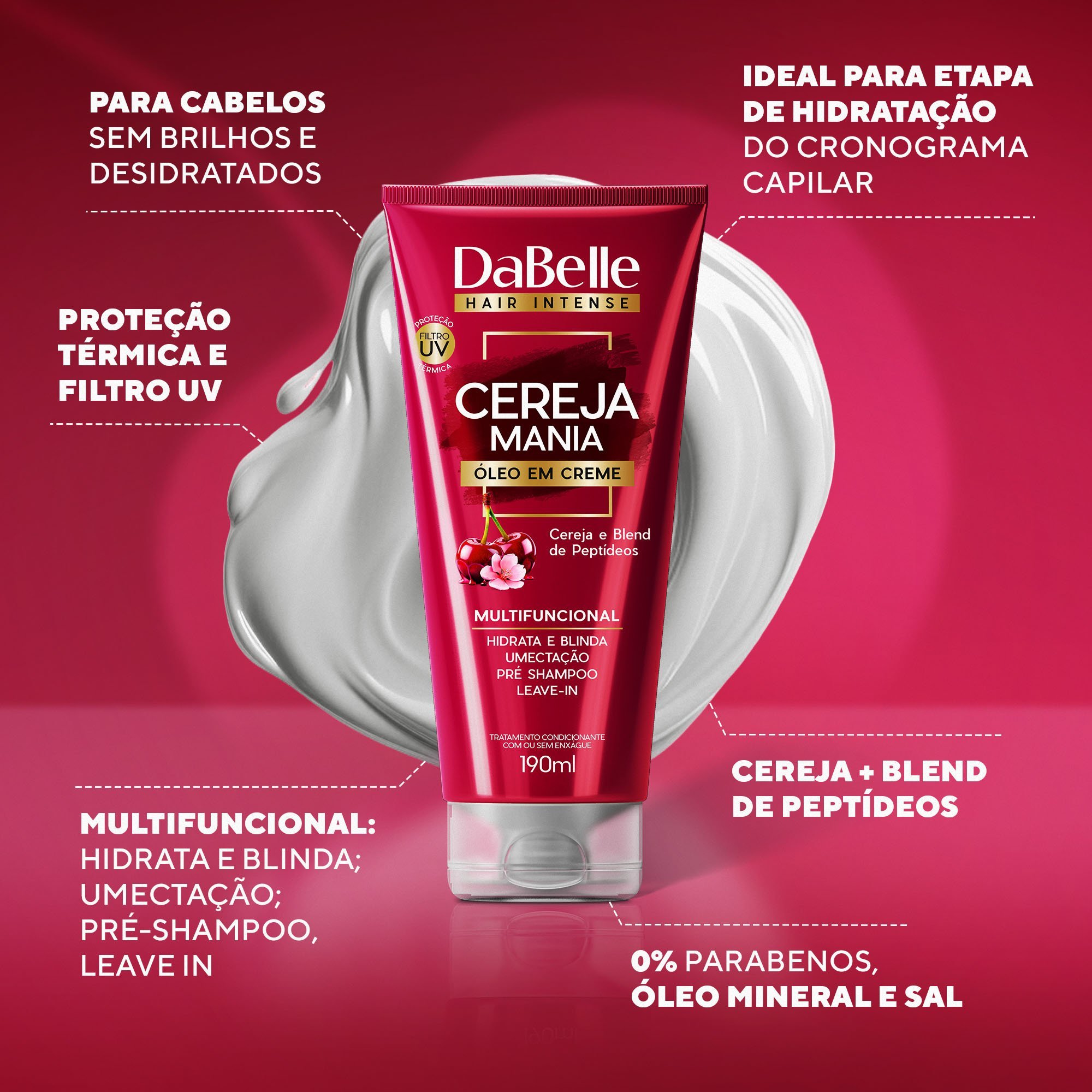 Kit Tratamento Intensivo e Proteção Total Cereja Mania - DaBelle Hair 3 Produtos ÚNICO 2