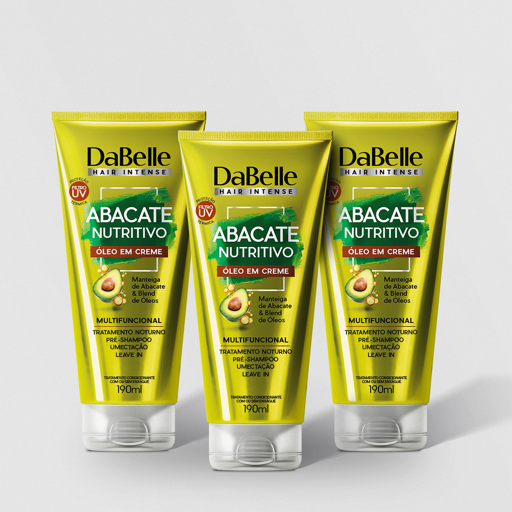Óleos em Creme Abacate Nutritivo 190ml Kit c/ 3 Unidades - Dabelle Hair