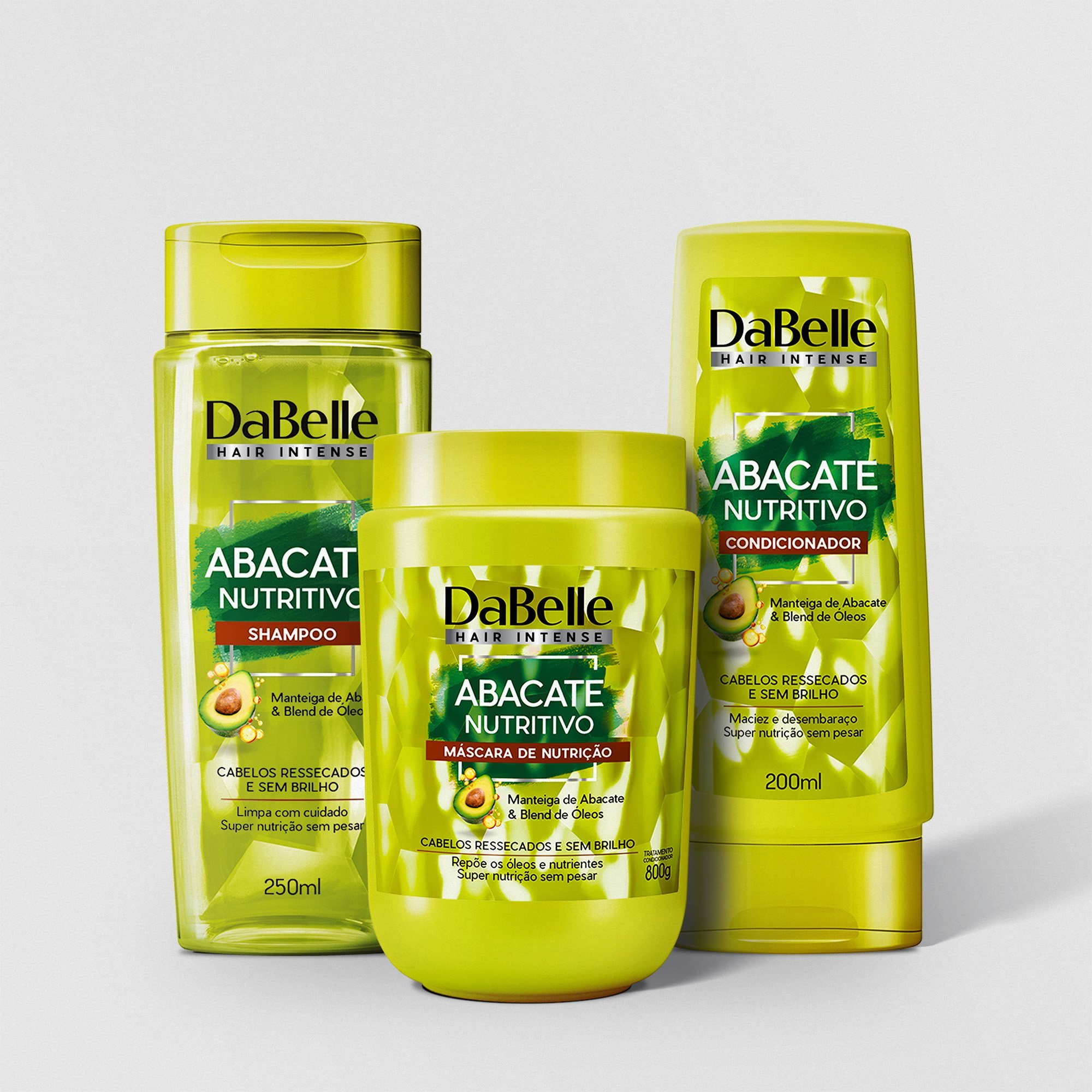 Kit Básico Abacate Nutritivo Máscara Dabelle Hair 800g
