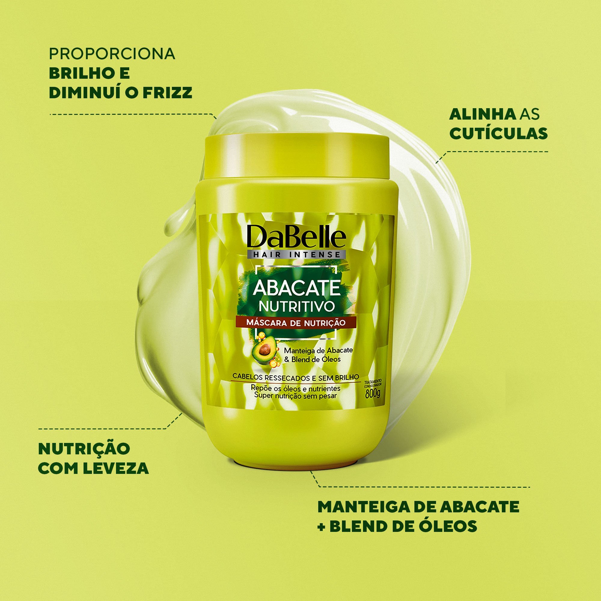 Kit Básico Abacate Nutritivo Máscara Dabelle Hair 800g ÚNICO 2
