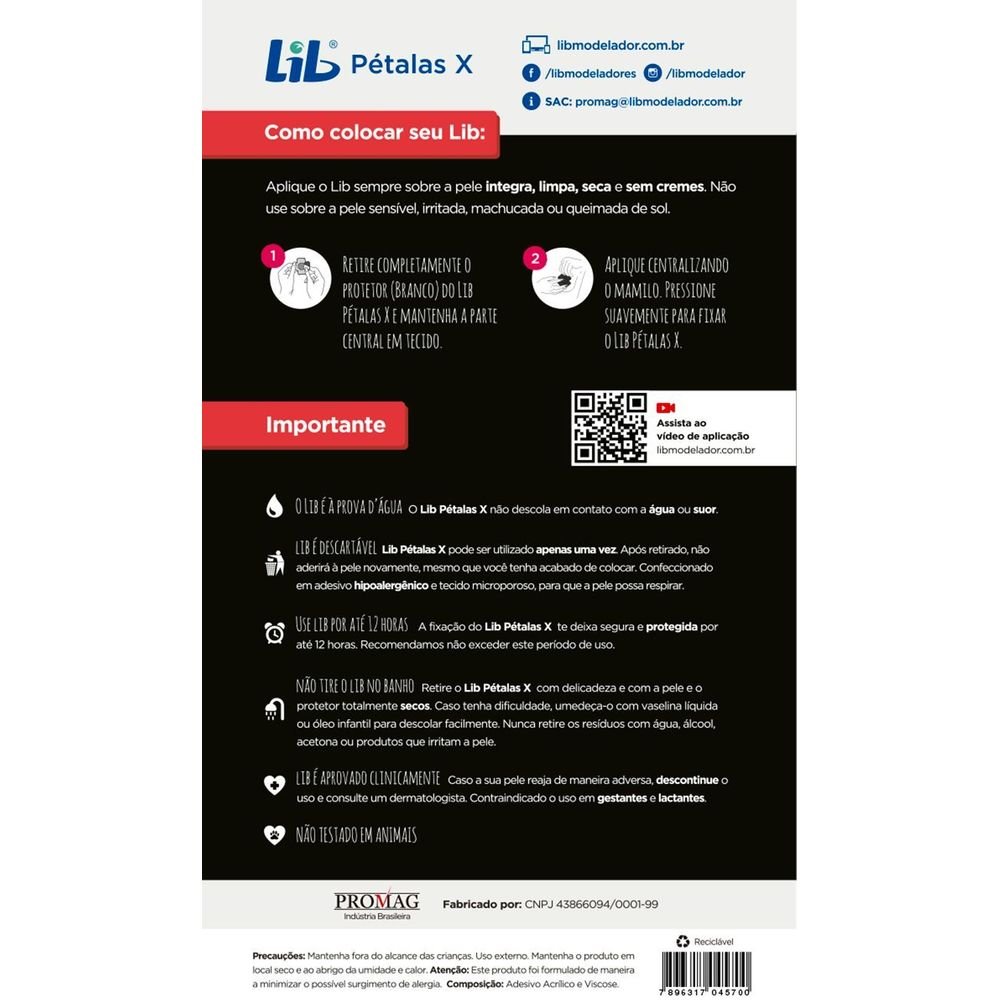 Protetor de mamilo Lib Pétalas X com 6 pares Preto 3