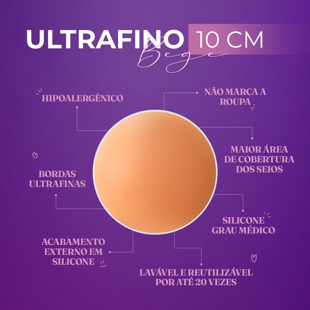 Protetor de Mamilo Ultrafino Reutilizável 10cm Bege 4