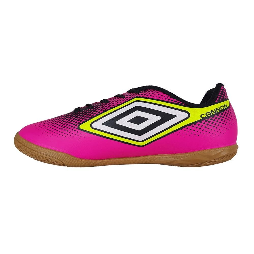 Chuteira Futsal Umbro Cannon JR Infantil Rosa/Verde 2