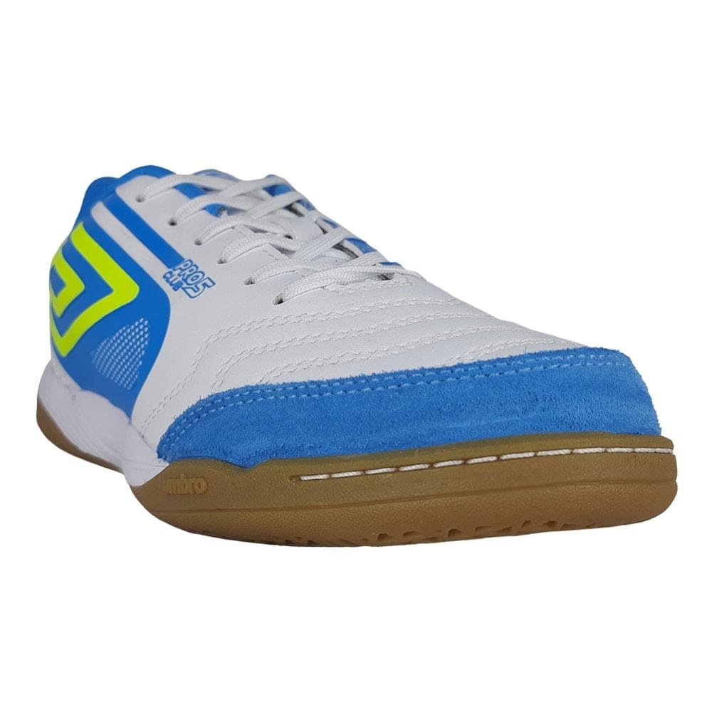 Chuteira Futsal Umbro Pro 5 Bump Club Branco e Azul Masculino Branco/Azul 5