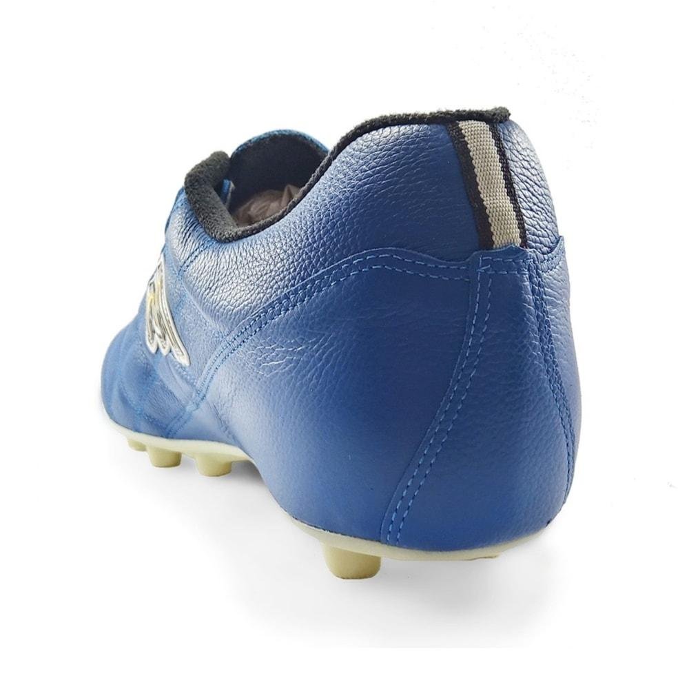 Chuteira de Campo Mathaus Couro Masculino Tamanhos Especiais 45 ao 48 Azul 5