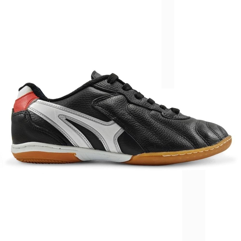 Chuteira Futsal Mathaus Veneza Couro Masculino Preto/Laranja 1