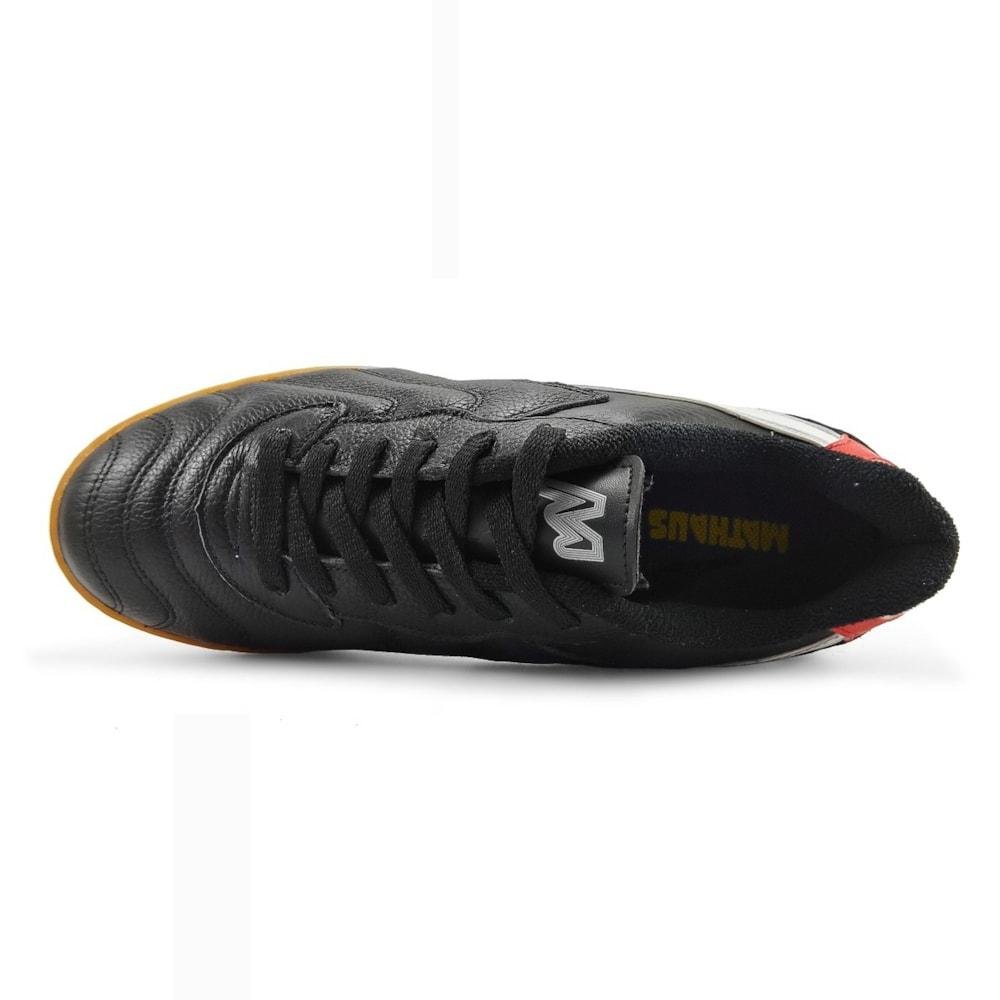 Chuteira Futsal Mathaus Veneza Couro Masculino Preto/Laranja 4