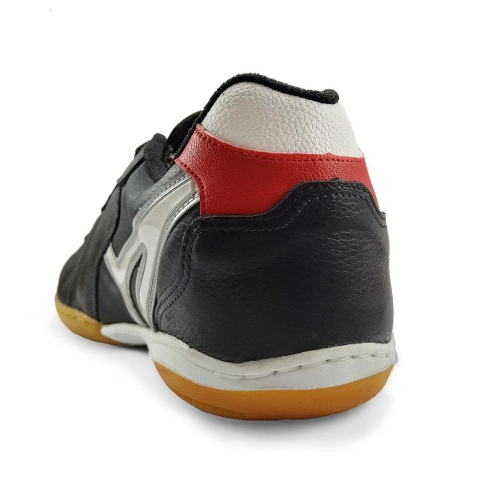 Chuteira Futsal Mathaus Veneza Couro Preto Masculino Tamanhos Especiais Preto/Laranja 5