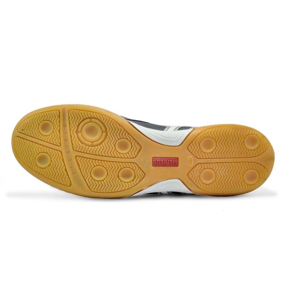 Chuteira Futsal Mathaus Veneza Couro Preto Masculino Tamanhos Especiais Preto/Laranja 3