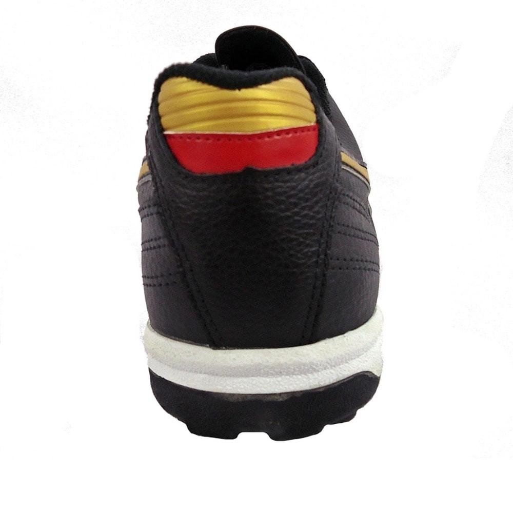 Chuteira Society Mathaus Azurra Couro com Biqueira Costurada Adulto Preto/Dourado 3