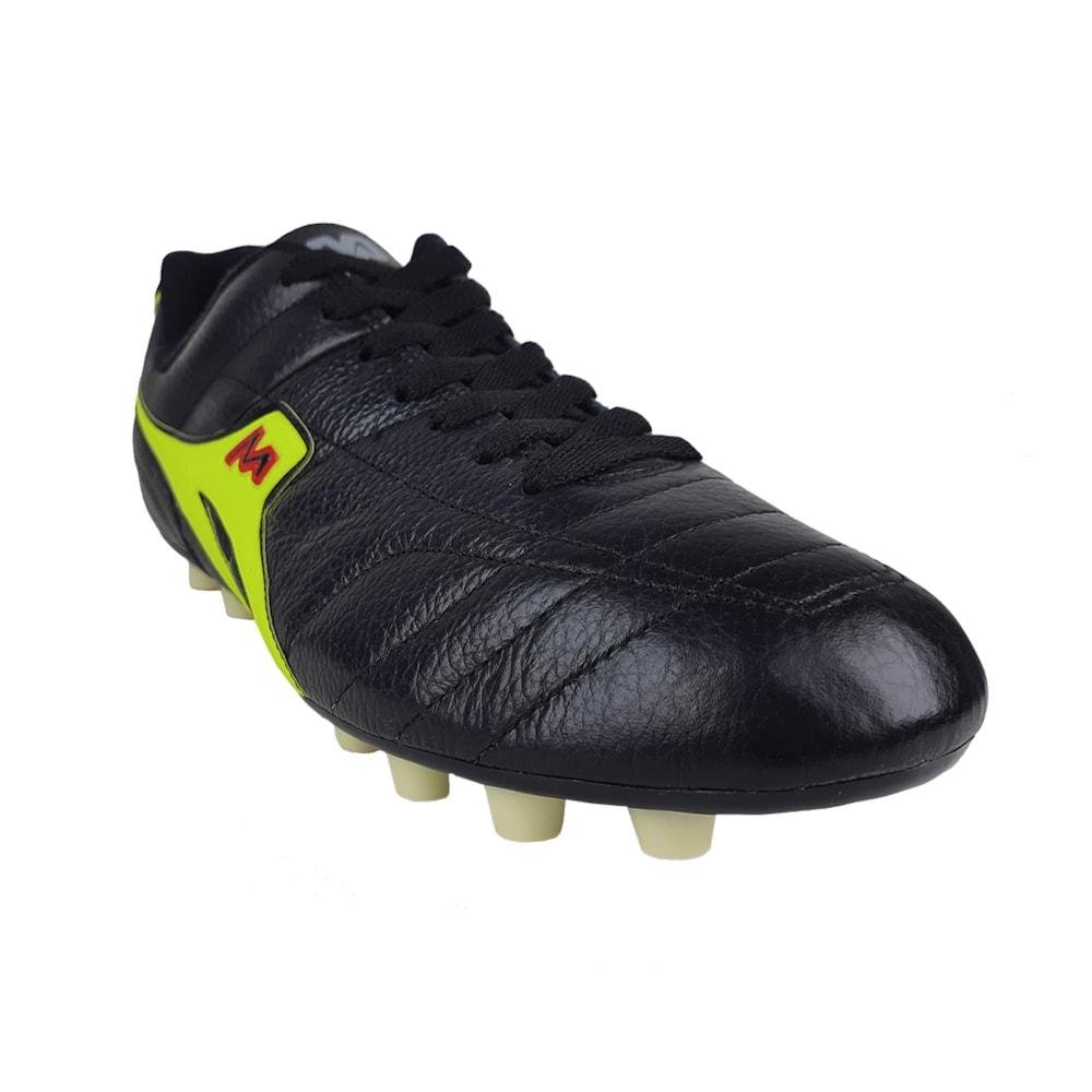 Chuteira de Campo Mathaus Premium Couro Adulto Preto/Limão Preto/Verde 4