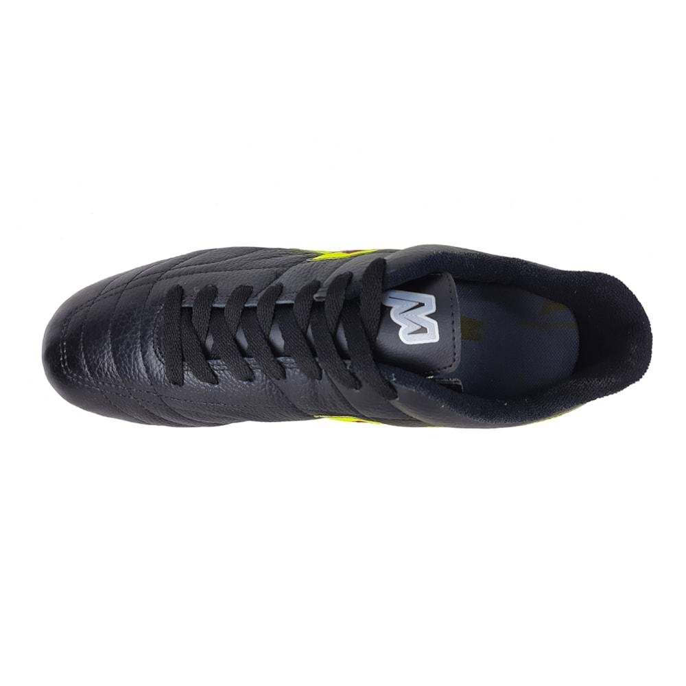 Chuteira de Campo Mathaus Premium Couro Adulto Preto/Limão Preto/Verde 5