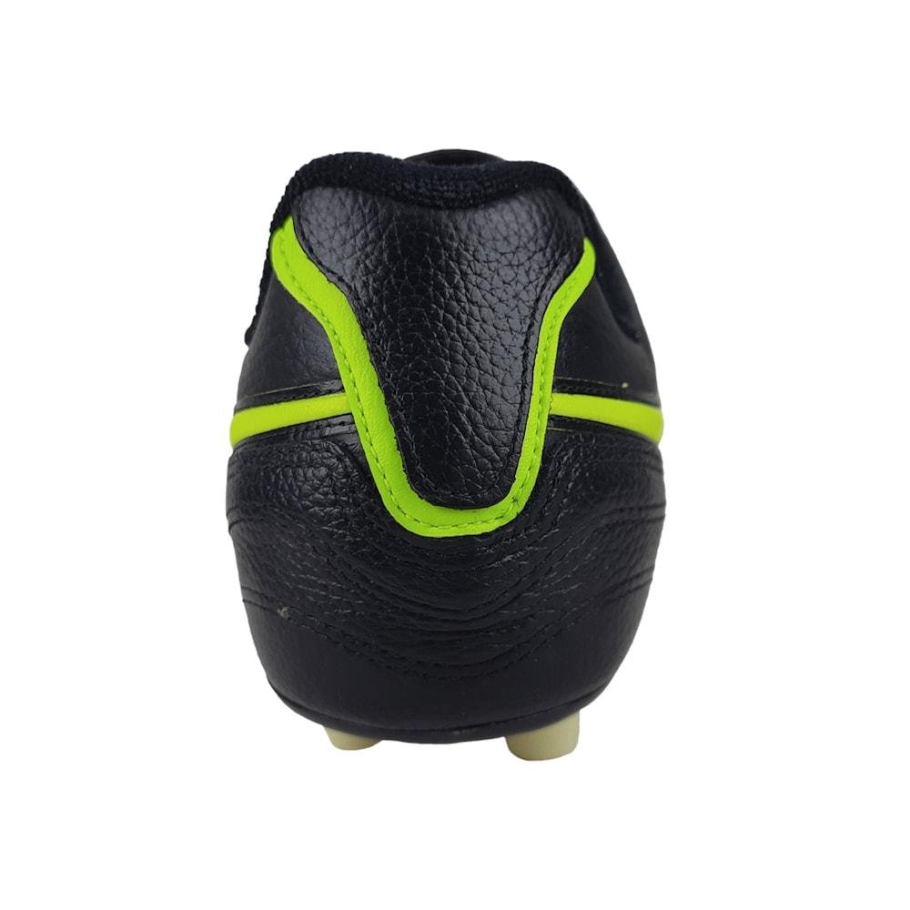Chuteira de Campo Mathaus Premium Couro Adulto Preto/Limão Preto/Verde 6