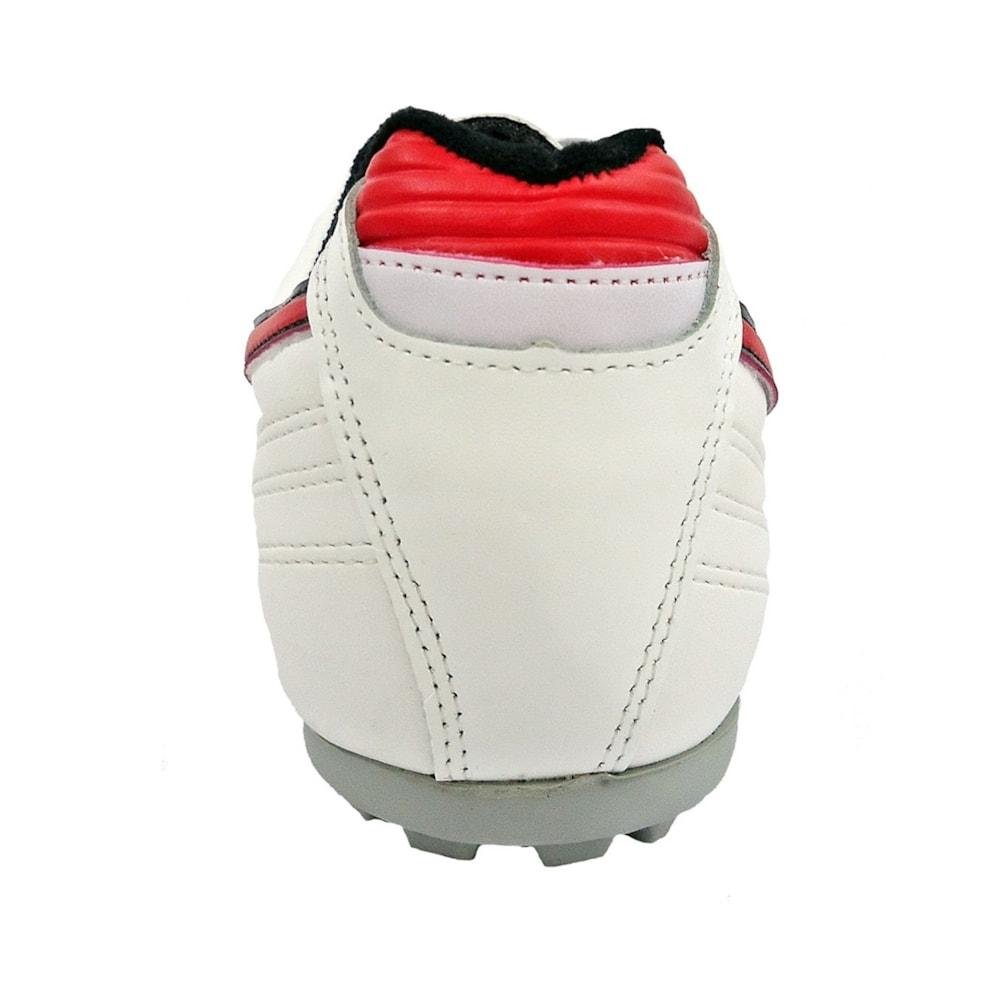 Chuteira Society Mathaus Azurra Couro Costurada Branca Branco/Vermelho 3