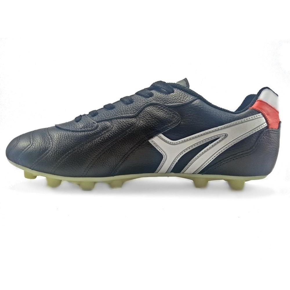 Chuteira de Campo Mathaus Veneza Couro Adulto Tamanhos Especiais Preto/Vermelho 2