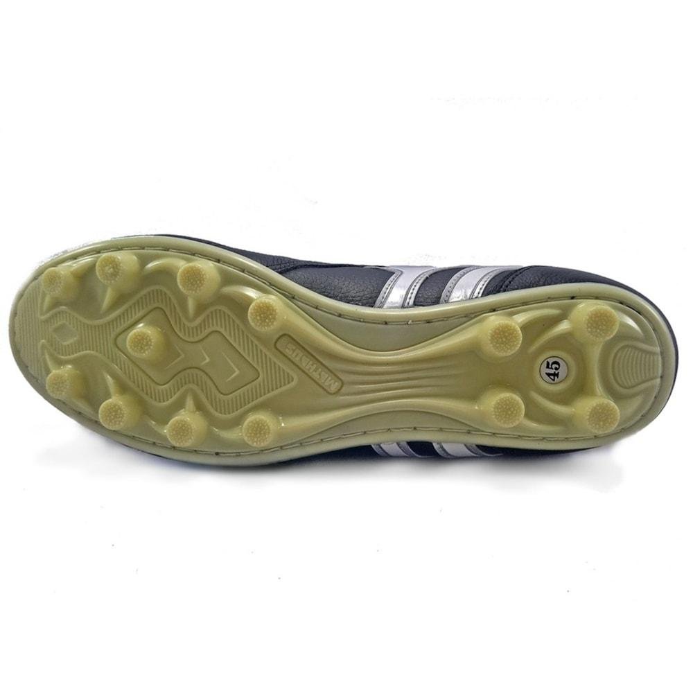 Chuteira de Campo Mathaus Veneza Couro Adulto Tamanhos Especiais Preto/Vermelho 3