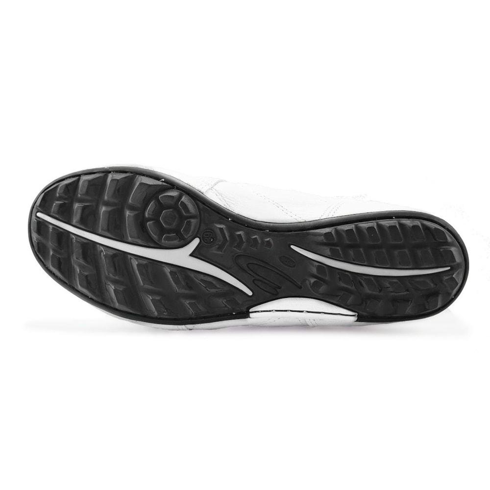 Chuteira Society Diavolo Classic Traction Couro Adulto Branco/Preto Branco/Preto 3