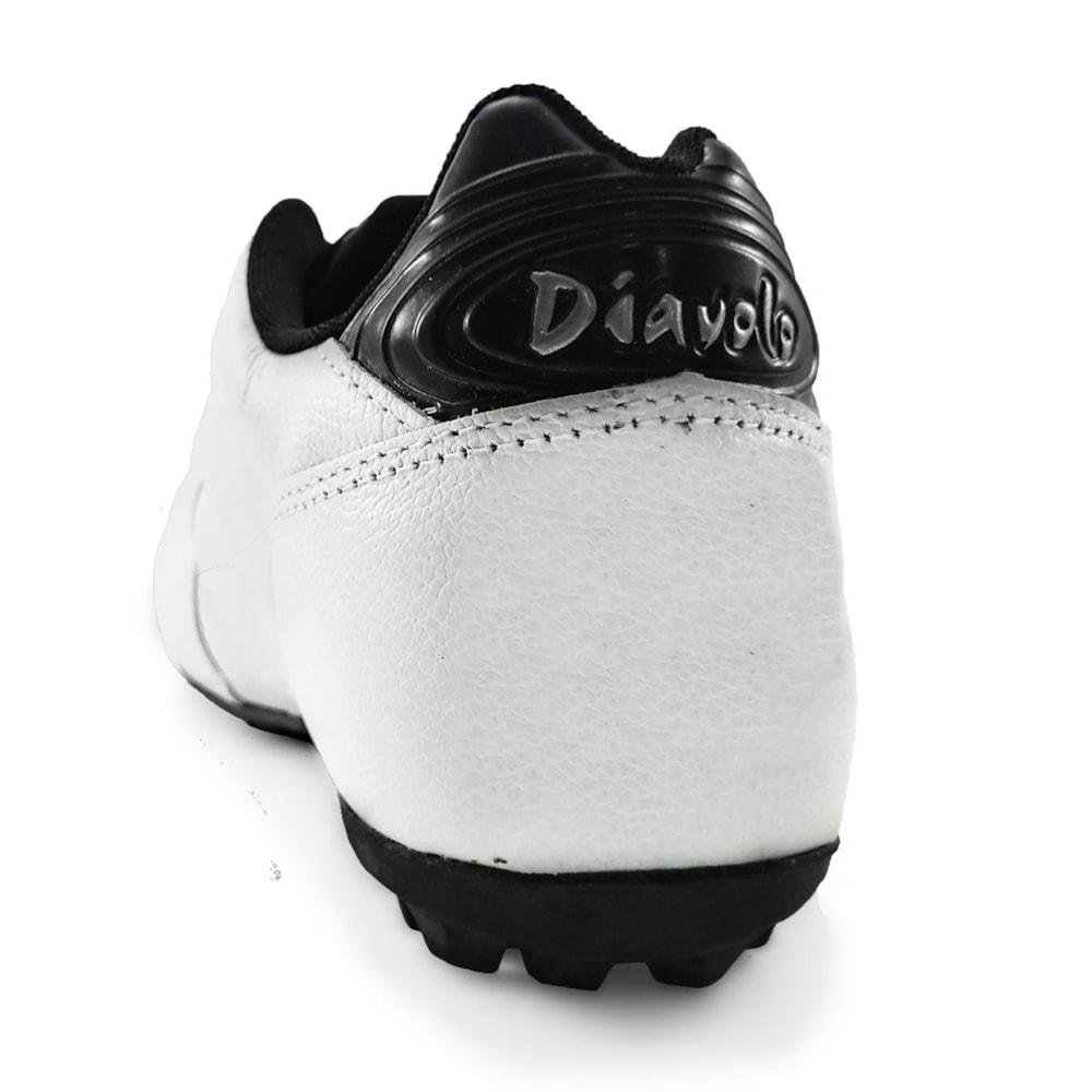Chuteira Society Diavolo Classic Traction Couro Adulto Branco/Preto Branco/Preto 5