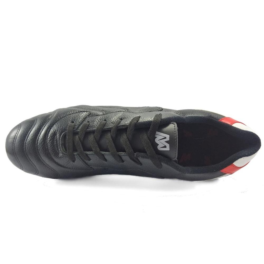 Chuteira Society Mathaus Veneza Couro Adulto Tamanhos Especiais Preto/Vermelho 5