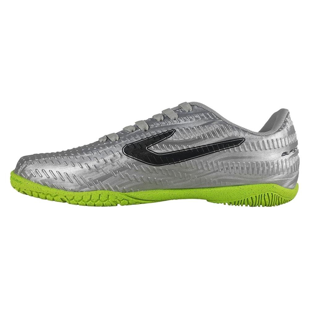 Chuteira Futsal Topper Blast Unissex Prata/Verde 2