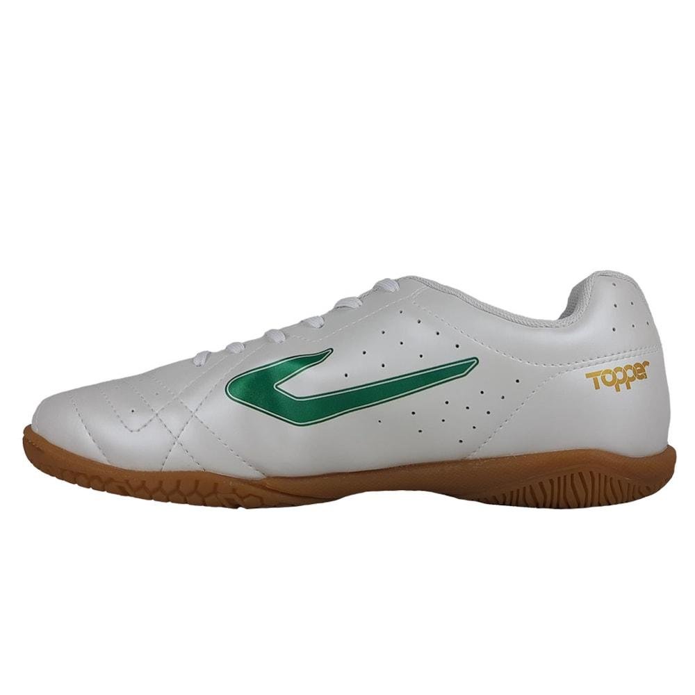 Chuteira Futsal Topper Boleiro Unissex Branco/Verde 2