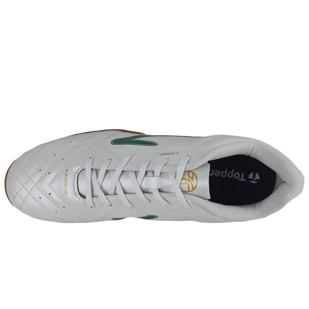 Chuteira Futsal Topper Boleiro Unissex Branco/Verde 4