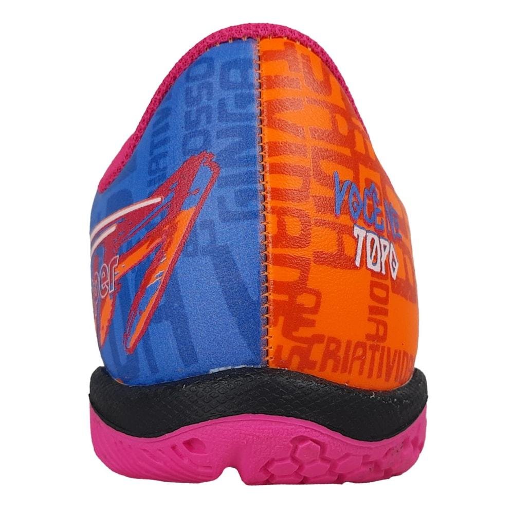 Chuteira Futsal Topper Resenha Unissex Laranja/Azul 5