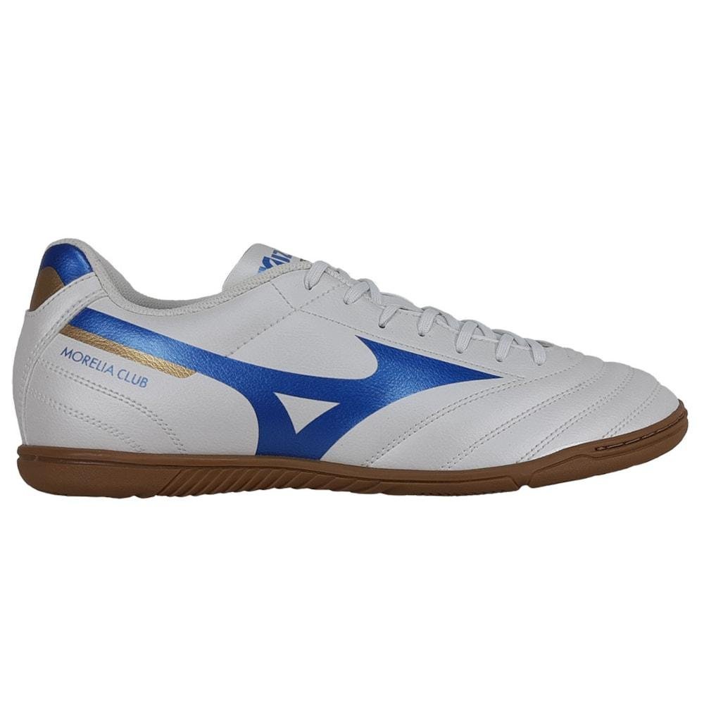 Chuteira Futsal Mizuno Morelia CLUB MD Unissex Branco/Azul 1