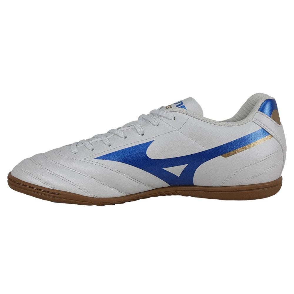Chuteira Futsal Mizuno Morelia CLUB MD Unissex Branco/Azul 2