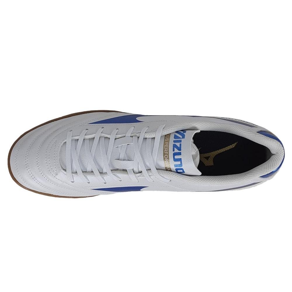 Chuteira Futsal Mizuno Morelia CLUB MD Unissex Branco/Azul 4
