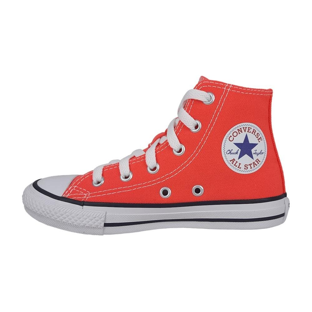 Tênis Converse All Star Cano Médio Lona Infantil Laranja/Preto 2
