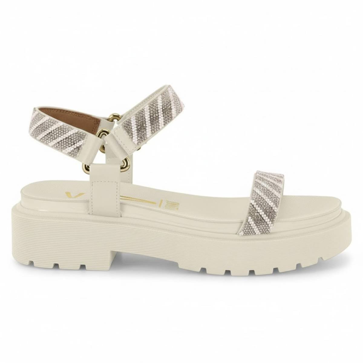 Sandalia Feminina Vizzano Papete Plataforma Tratorada Strass Confortavel Original Branco 2