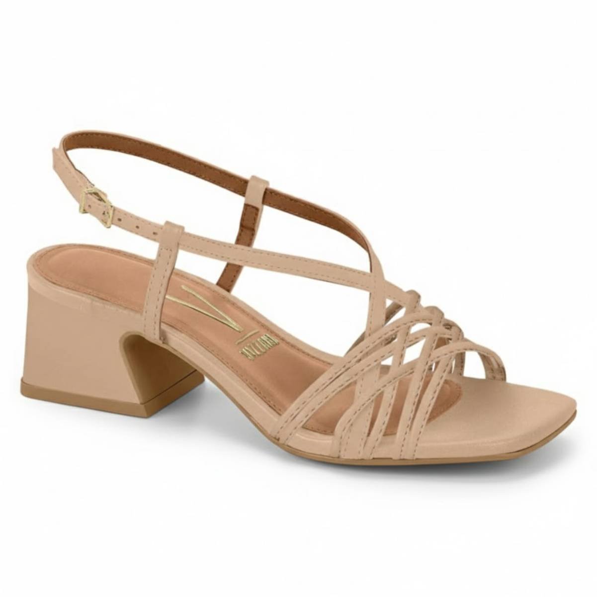 Sandalia Feminina Vizzano Salto Baixo Grosso Casual Fivela Ajuste Confortavel Original
