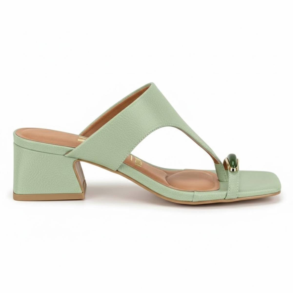 Sandalia de Dedo Femina Vizzano Salto Baixo Grosso Casual Tamanco Confortavel Original Verde 2
